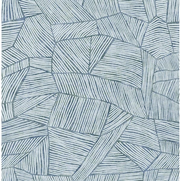Manhattan Comfort Marignane Aldabra Blue Textured Geometric 33 ft L X 205 in W Wallpaper BR4014-26401 - main